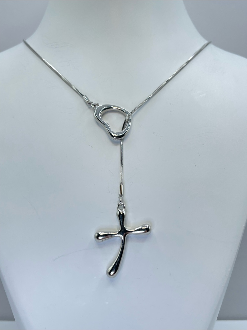 Premier Designs Token of Love Silver Tone Cross Heart Lariat Necklace